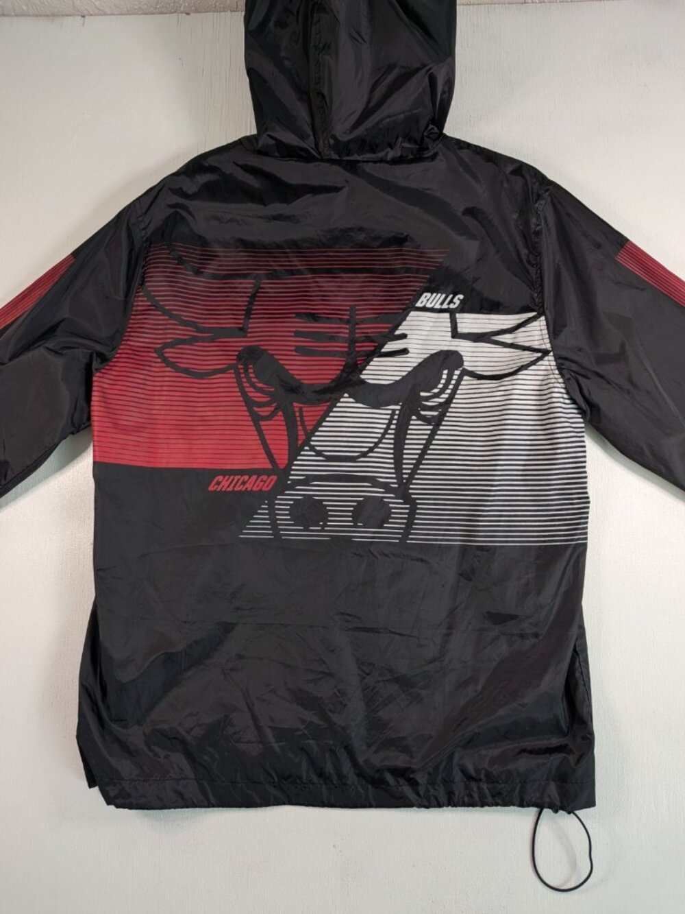 Chicago Bulls Windbreaker NBA Basketball Club Anorak Quarter Zip Jacket Sz S